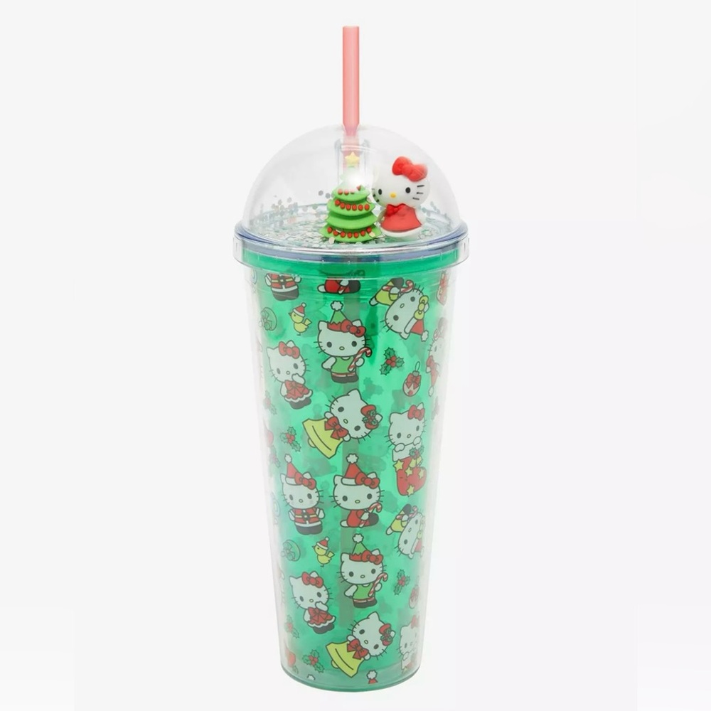 NEW Sanrio Hello Kitty Christmas 24oz Cup With Lid And Straw